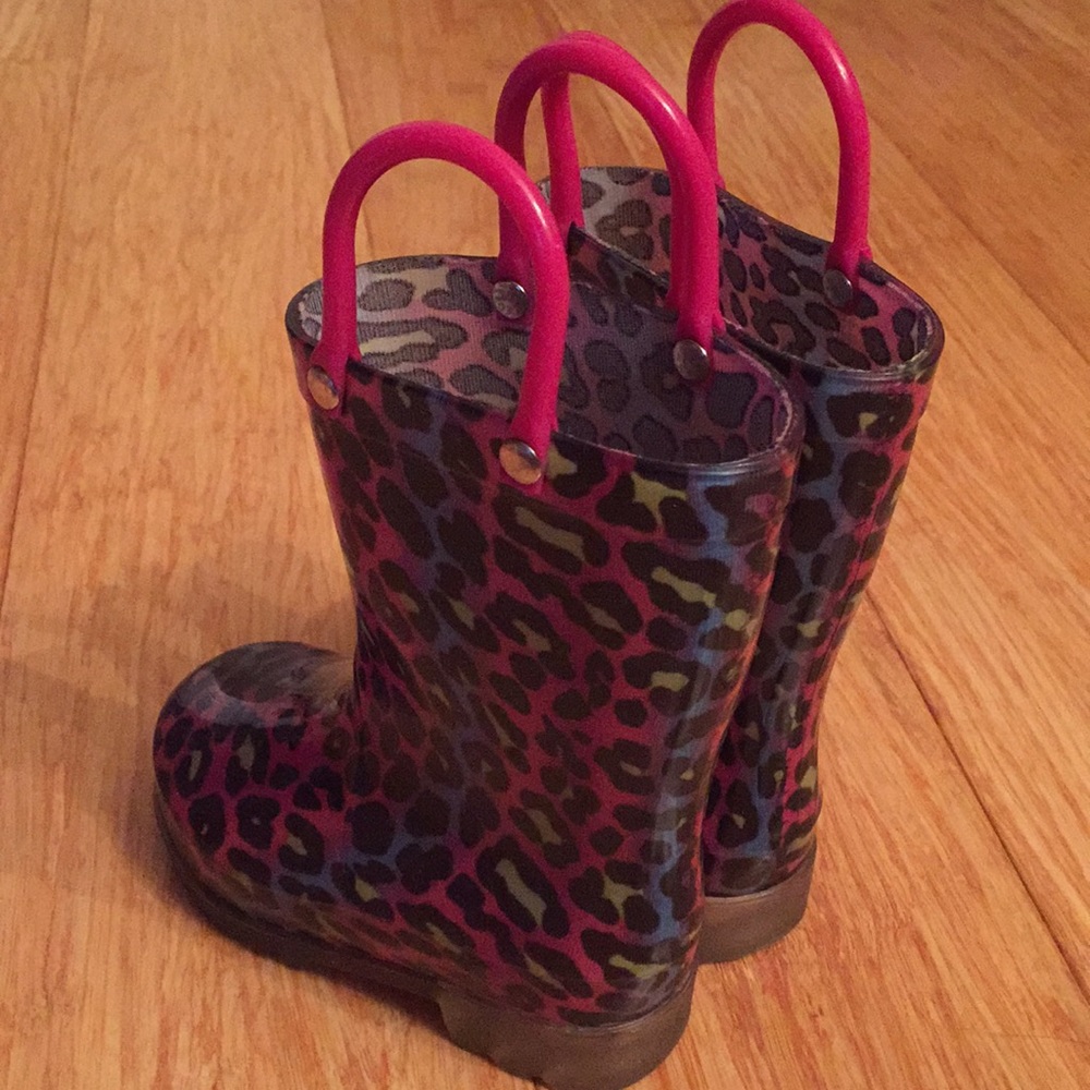 Animal print light up toddler rain boots